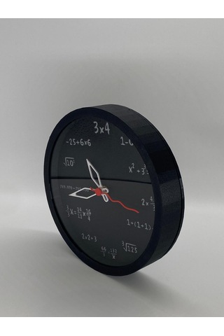Matematik Temalı Duvar Saati, Siyah Kasa, Zamanı Bilimle Yorumla Siyah