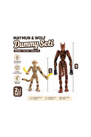 Maymun & Wolf Dummy Seti Figür Oyuncak Robot Hayvan Oyuncak Seti