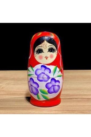 Sevgiliye Özel Günlere Hediye Dekoratif Süpriz 5 li Kırmızı İç İçe Geçen Ahşap Matruşka Bebek A75