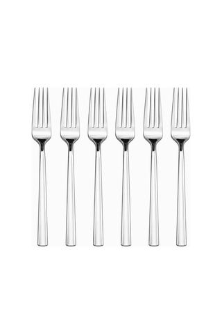 Yemek Çatalı, 6'li Paslanmaz Çelik Çatal Seti, Gümüş Metal 20 Cm, 6 Adet Çok Renkli