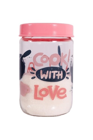 Herevin 139357-810 Desenli Teneke Kutulu Kavanoz Seti 3'lü 425-660-1000 Ml Pembe