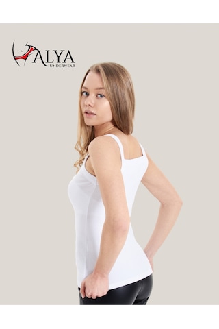 Alya Underwear Kaşkorse Kalın Ip Askılı Atlet, Fitilli Kumaş, Likralı - Siyah, 931 Beyaz-03