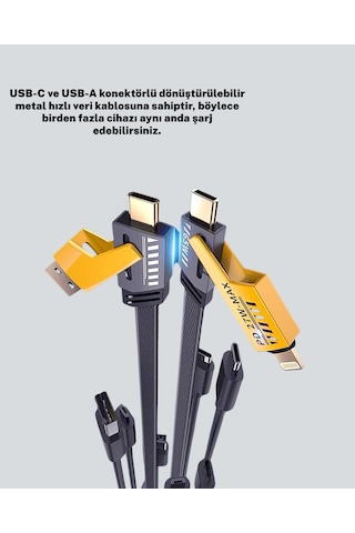 Dayanıklı 4 Ü 1 Arada Çok Fonksiyonlu Hızlı Şarj Veri Kablosu Standart