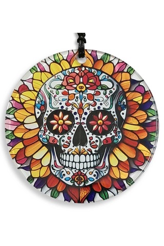 23 Cm Çap - Calavera / Ölüler Günü Temalı Füzyon Cam Duvar Süsü