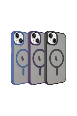 Apple Uyumlu iPhone 14 Kılıf Mat Arka Yüzey Wireless Şarj Özellikli Zore Flet M-safe Kapak Pembe