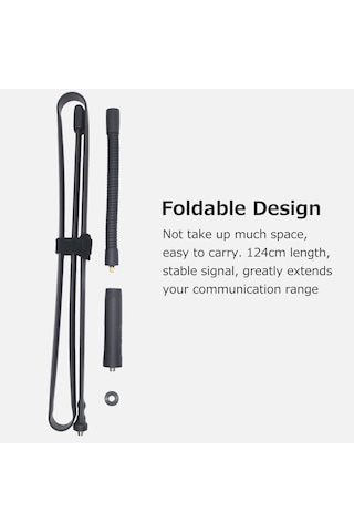 Geeksen Kask Telsizi At-124 İnterkom Anteni 124cm Katlanır Anten Sma-dişi Arayüzü Yüksek Kazanç Geniş Uygulama Aralığı