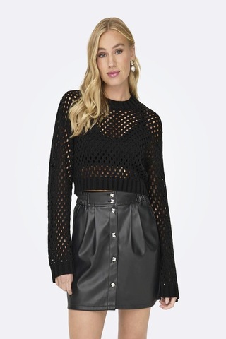 Only Onlsmılla Short Pullover L/s Knt Noos Siyah