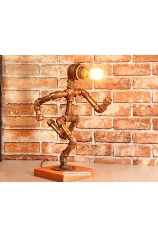 Hediyelik Kitap Okuma Lambası, El Yapımı Robot Masa Lambası Siyah