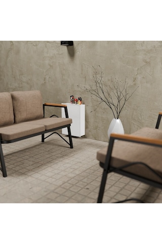 Mb Garden Furnıture Simetri Model, Balkon, Bahçe, Cafe, Metal Koltuk Takımı, Bahçe Takımı , Çay Seti, 2+2 Süngerli Cappuccino