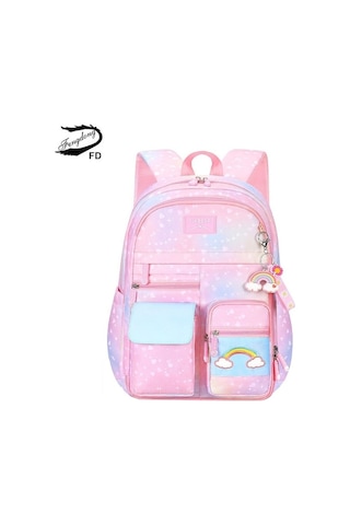 Maoyaya Fengdong Okul Çantaları Kızlar İçin Sevimli Gökkuşağı Kitap Çantası İlköğretim Çantaları 42017486 Pembe