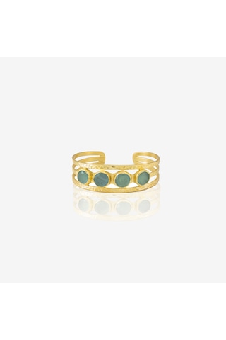 Kadir Jewellery 22 Ayar Altın Kaplama El İşçiliği Zirkon Taşlı Kadın Kaburga Bilezik Açık Mavi