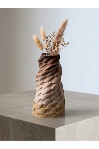 3d Tiramisu Burgu Tasarım Vazo Kahverengi - Krem