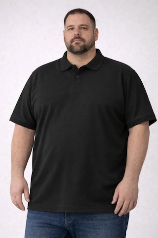 Veraura Lifestyle Erkek Pike Kumaş Düğmeli Yaka Battal Büyük Beden Günlük Kısa Kol Tişört T-shirt - Siyah