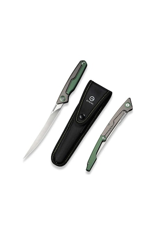 Civivi Shawka Folding Fillet Knife Gray And Green Aluminum Handle Kamp Çakı Yeşil