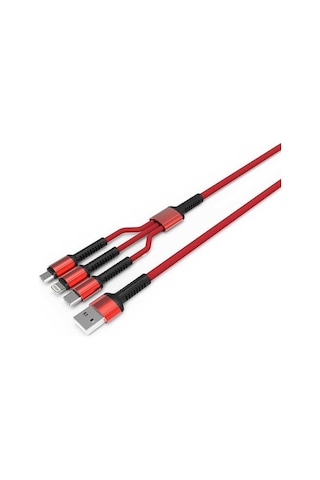 Zore Lc93 3 In 1 3.4A Micro+Lightning+Type-C Usb Kablo 1.2M