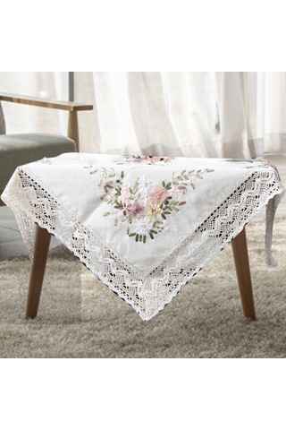 Suntek Nakış Için Baskılı Damgalı Kanaviçe Masa Beyaz Beyaz