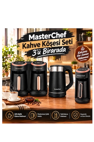 Masterchef Kahve Köşesi Seti 3 Ü Birarada-ikili Ve Tekli Kahve Makinesi-kettle