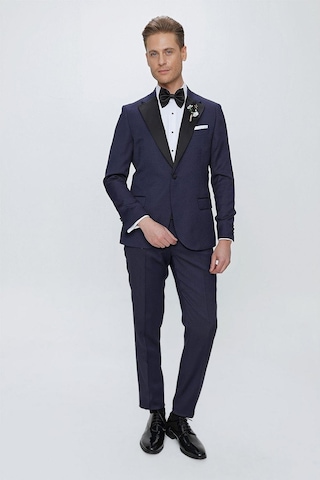 Efor Black 062 Slim Fit Çıkarılabilir Saten Yaka Lacivert Damatlık Smokin Takım Lacivert