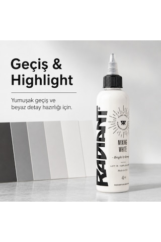 Radiant Colors Mixing White Beyaz Dövme Boyası 4oz - 120ml