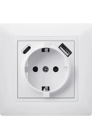 Honeybeeshop Alman Standart Usb Type C Soket Beyaz Pc Malzemesi Usb Cikisi Guc Cihazlar Icin Pratik Hizli Gomulu Kurulum Duvar Soketi 16a 250v