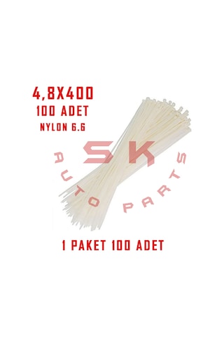 Skauto Kablo Bağı Plastik Cırt Kelepçe 4.8 X 380 MM Beyaz 100 Adet