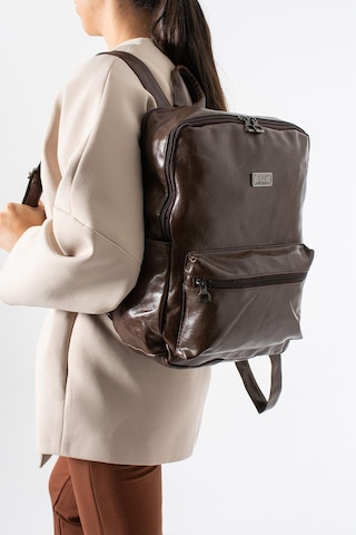 571 Collections Suni Deri Yıkama Sırt Çantası Poliüretan Kahverengi Model: 571-14-16g Kahverengi