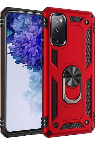 Galaxy S20 Fe Kılıf Zore Vega Yüzük Standlı Zırh Kılıf