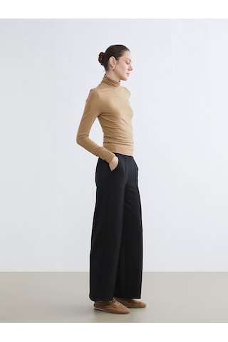 Lcw Everyday Siyah Standart Fit Geniş Paça Kadın Pantolon