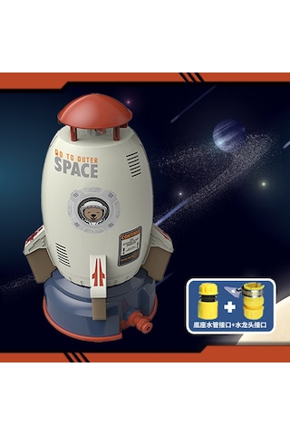 Reedark Küçük Astronotlar İçin Uzay Roketi Şeklinde Dışarıda Döner Ve Su Sprinkler Oynatması - Dayanıklı Materyal, Kolay Kurulumlu
