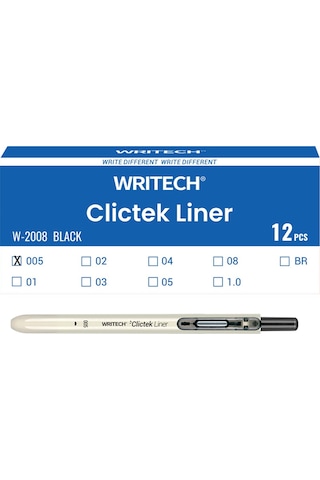 Wrıtech W-2008 Basmalı Fınelıner 0,05mm Kalem - 12'li Kutu Ahşap