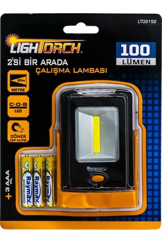 Lightorch LT03152 Pilli 2'si Bir Arada Çalışma Lambası 100 Lümen Siyah