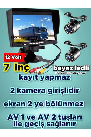 Tarım Araçlarına 7'' Monitör Ve 2 Adet Beyaz Ledli Kamera Seti