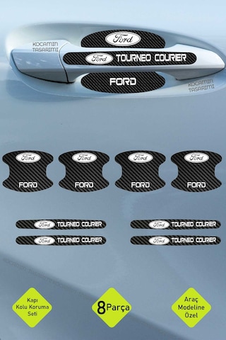 Ford Tourneo Courier Kapı Kolu Karbon Folyo Seti Tourneo Courier Uyumlu, 8 Parça Çizilmeye Dayanıklı Şık Tasarım