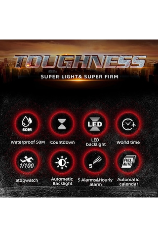 Dijital Saat Erkek Spor Saati Su Geçirmez Kol Saatleri Kronometre Alarmlı