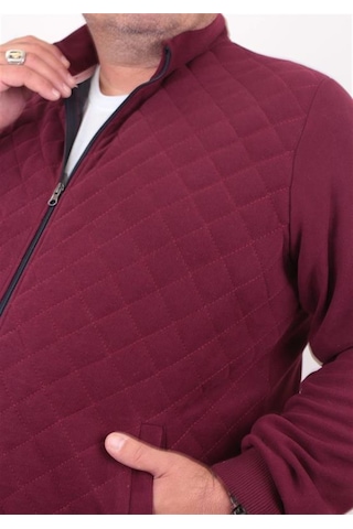 Starbattal Büyük Beden Fermuarlı Hırka Diamond 23281 Murdum-Murdum Bordo