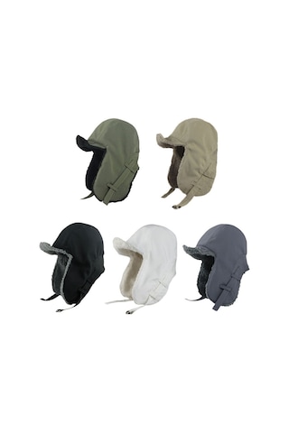 Kadife Kumaştan Yapılmış Kalın Ve Sıcak Kışlık Kayak Şapkası, Soğuk Havalara Özel Beyaz