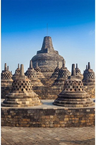 Borobudur Tapınağı Temalı Davul Anahtarlık Gümüş