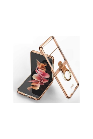 Samsung Galaxy Uyumlu Z Flip 3 Kilif Seffaf Yüzüklü Full Korumali Kapak 478655213