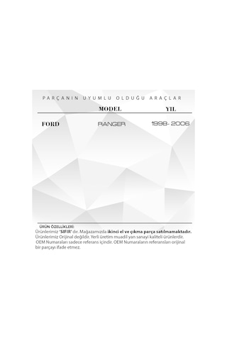 Ford Ranger için Far Ayar Bağlantı Klipsi Civatalı