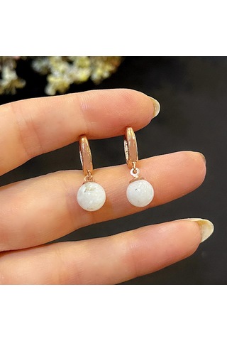 Stela Ay Taşı Gümüş Küpe Rose