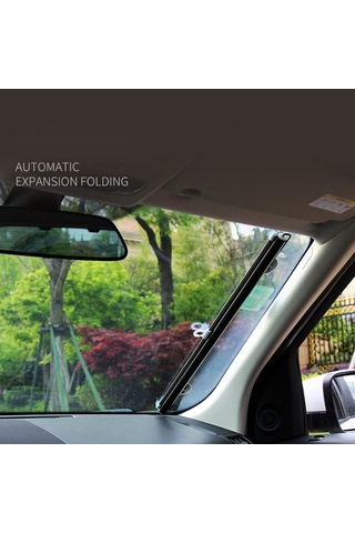 Dianziye Otomatik Genişletilebilir Ön Cam Güneşlik, Araç İçin Isı Ve Güneş Engeli, 58x125 Siyah Ağızlı, Dayanıklı Malzeme
