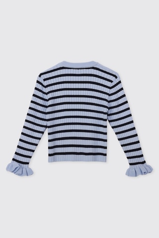 Panço Kız Çocuk Çizgili Triko Mavi Kazak 2621GK18002