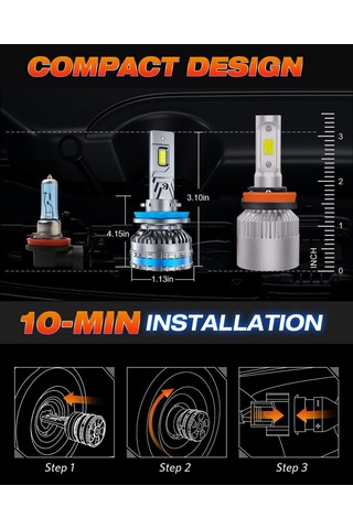Fahren Termitör H11 / H9 / H8 120W 22000 Lümen 6500K Led Ampül