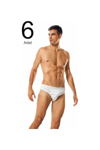 Namaldı 6'lı Paket Spor Erkek Slip Beyaz