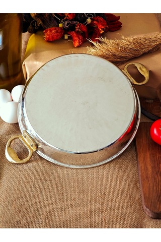 Modabakır İç Dış Kalaylı Kalın Gerçek Bakır Tava, Yumurta Sahani 24 Cm Model:e5ythy Bakır