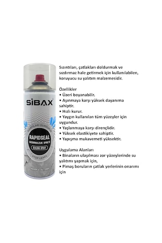Sibax Rapıdseal Su Yalıtım Sızdırmazlık Spreyi Şeffaf 400 Ml-iç-dış Alanlarda Kullanılır