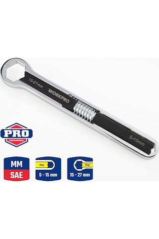 Workpro Wp272016 5/27mm Cr-v Üniversal Ayarlanabilir Çift Başlı Anahtar
