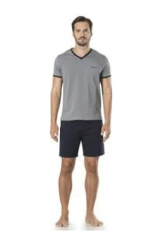 Pierre Cardin 5595 Gri Damatlık Ropteşambr 5 Li Pijama Set