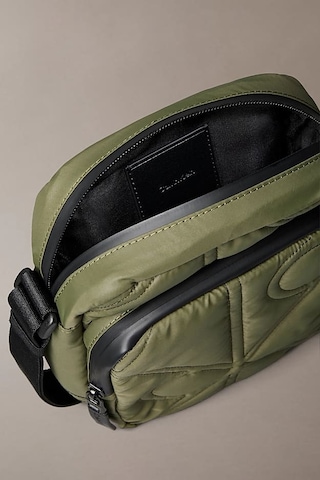 Erkek Kapitone Desenli Fermuarlı Cepli Çapraz Vücut Çanta - Haki Thyme