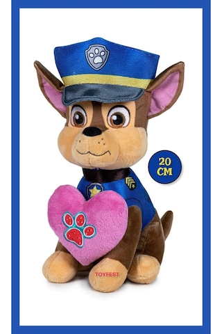 Paw Patrol Figür Peluş Oyuncak Love Serisi - Chase - 20 Cm